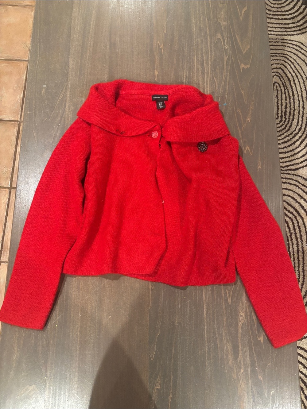 Anne Klein Bright Red Cropped Knit long sleeve shall